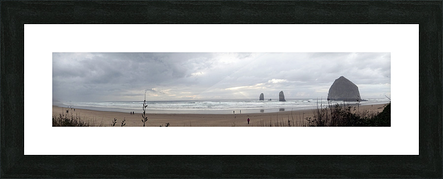 Cannon Beach - Haystack Rock with Grass Picture Frame print