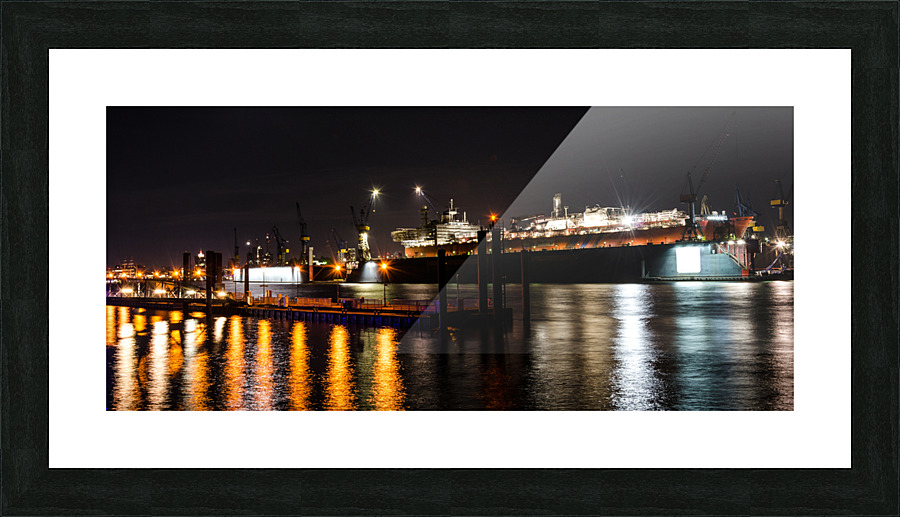 Shipyard at Night Picture Frame print