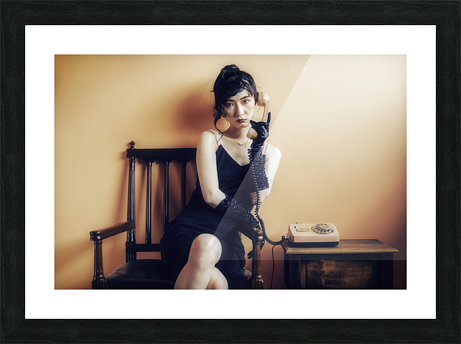 Young Chinese woman vintage studio portrait Picture Frame print