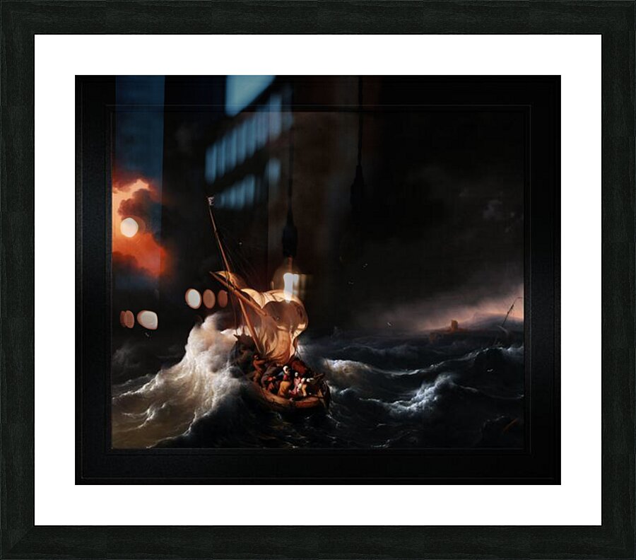 Christ in the Storm on the Sea of Galilee by Ludolf Backhuysen Remastered Xzendor7 Classical Fine Art Old Masters Reproductions Picture Frame print