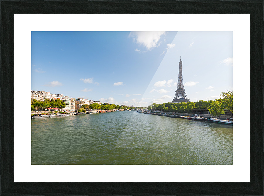 Paris and Eiffel tower with river Seine in the foreground on a sunny day Picture Frame print