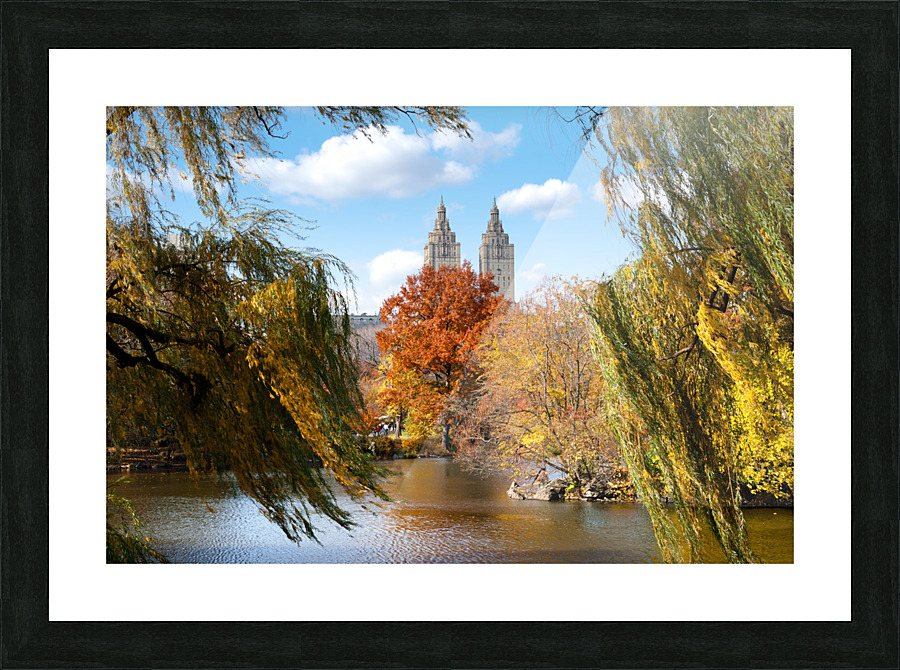 Lake in Central Park in autumn Picture Frame print