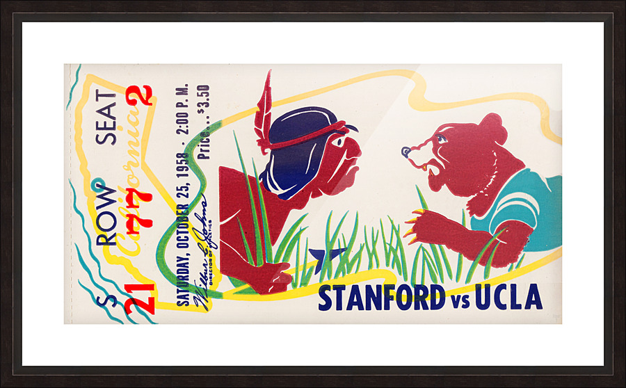 1958 UCLA Bruins vs. Stanford Indians Ticket Stub Print Picture Frame print