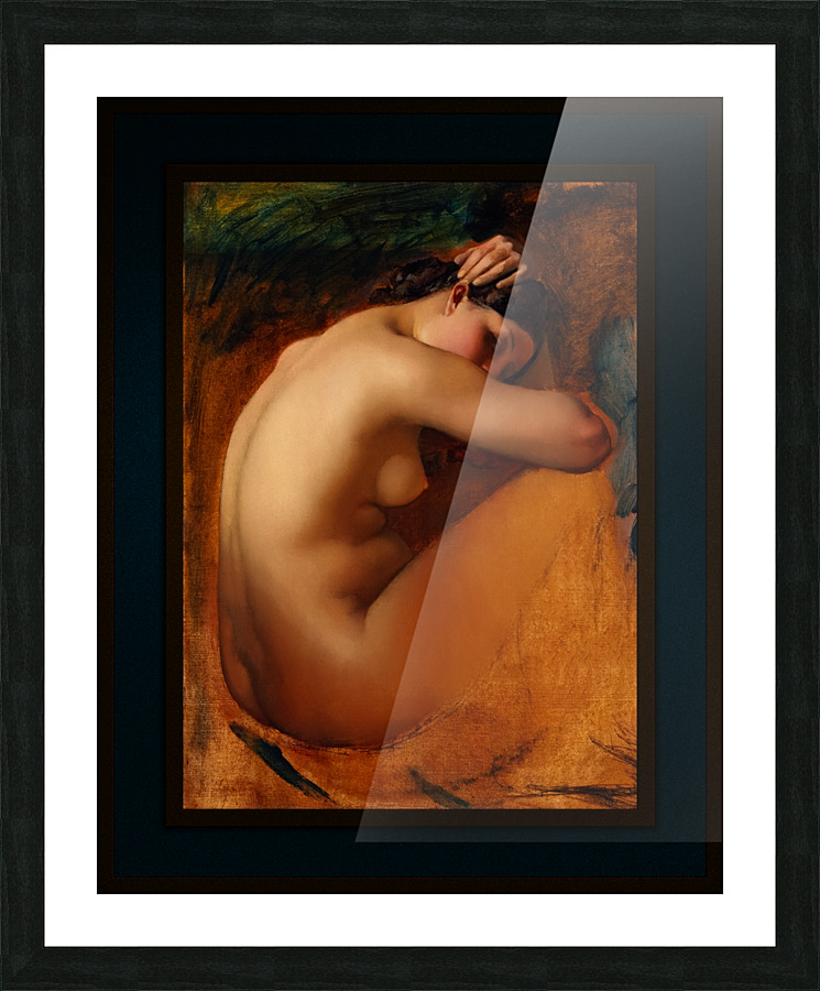 Study of a Female Nude by Henri Lehmann Remastered Xzendor7 Classical Fine Art Old Masters Reproductions Picture Frame print