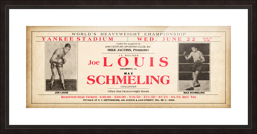 1938 Joe Louis vs. Max Schmeling Boxing Match Picture Frame print
