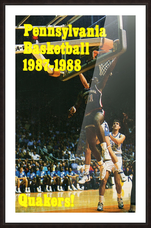 1987 Penn Quakers Basketball Poster Picture Frame print