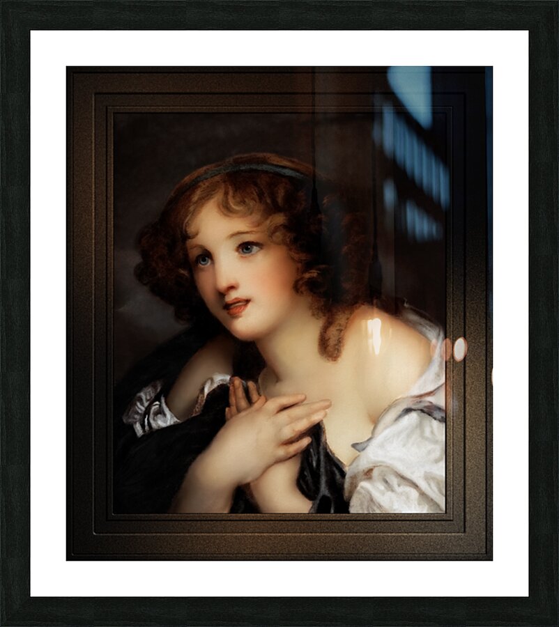 Portrait De Jeune Fille by The School of French Art Remastered Xzendor7 Classical Fine Art Old Masters Reproductions Picture Frame print