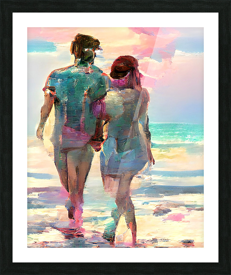 Couple Walking Naples Beach Holding Hands Picture Frame print