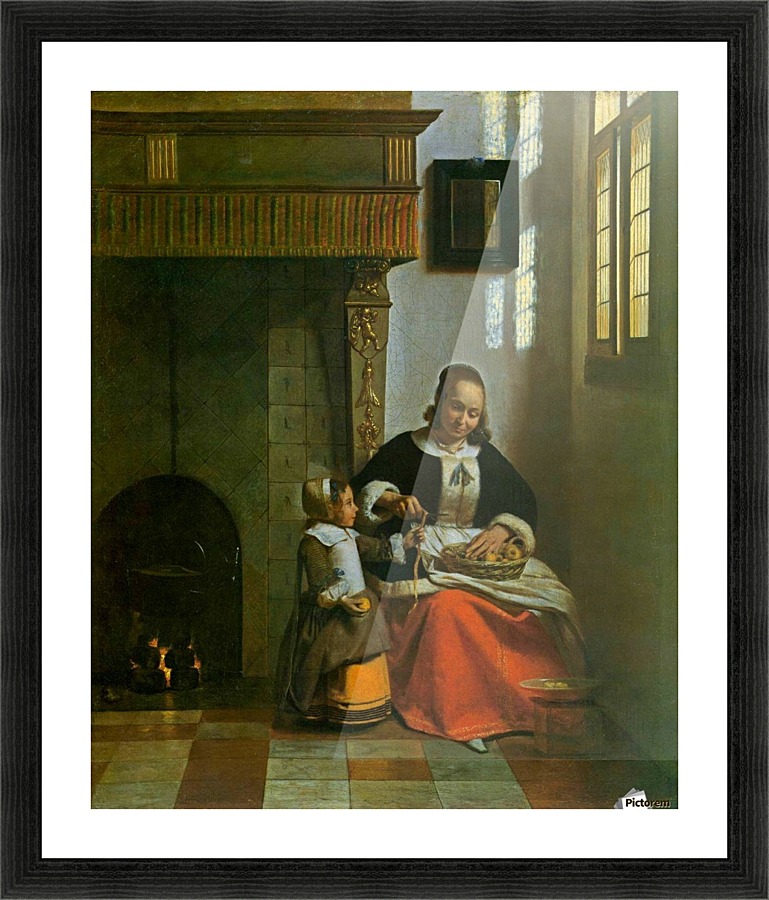 Woman peeling apples Picture Frame print