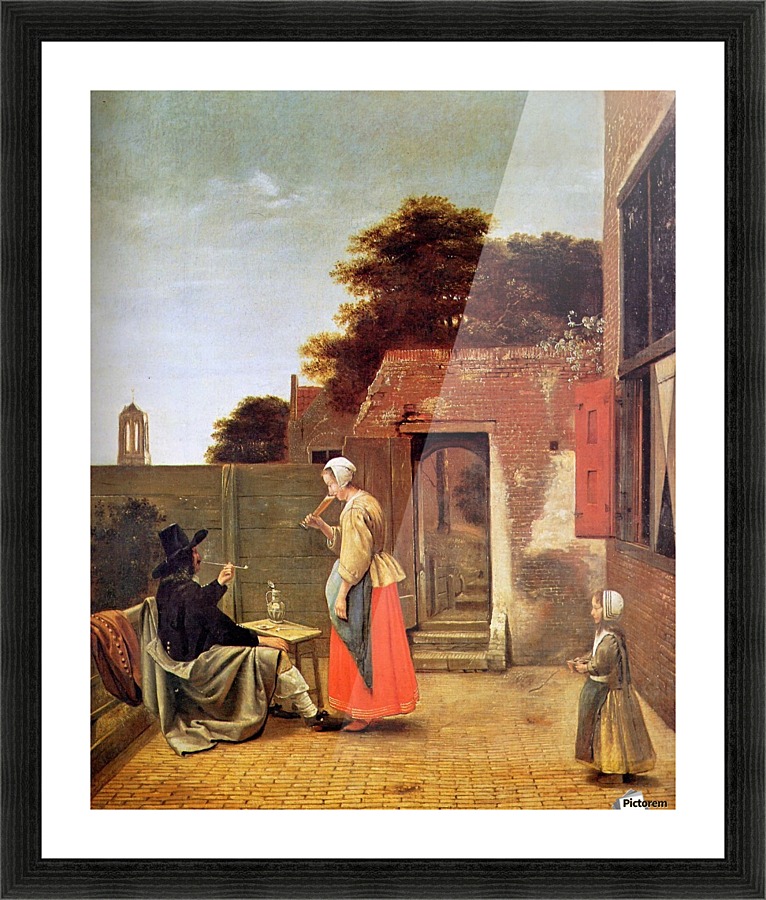 Man smoking in garden Sun Picture Frame print