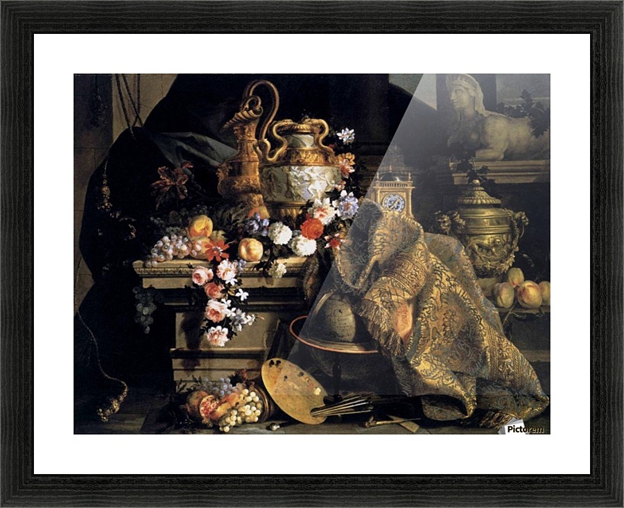 Still life of flowers and fruits Picture Frame print