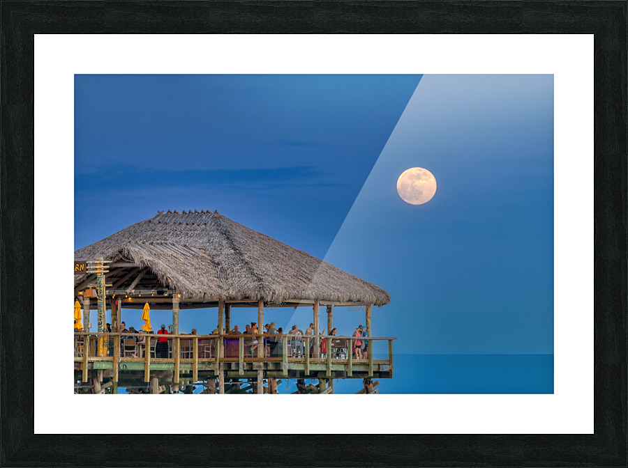 MOONRISE COCOA BEACH PIER Picture Frame print
