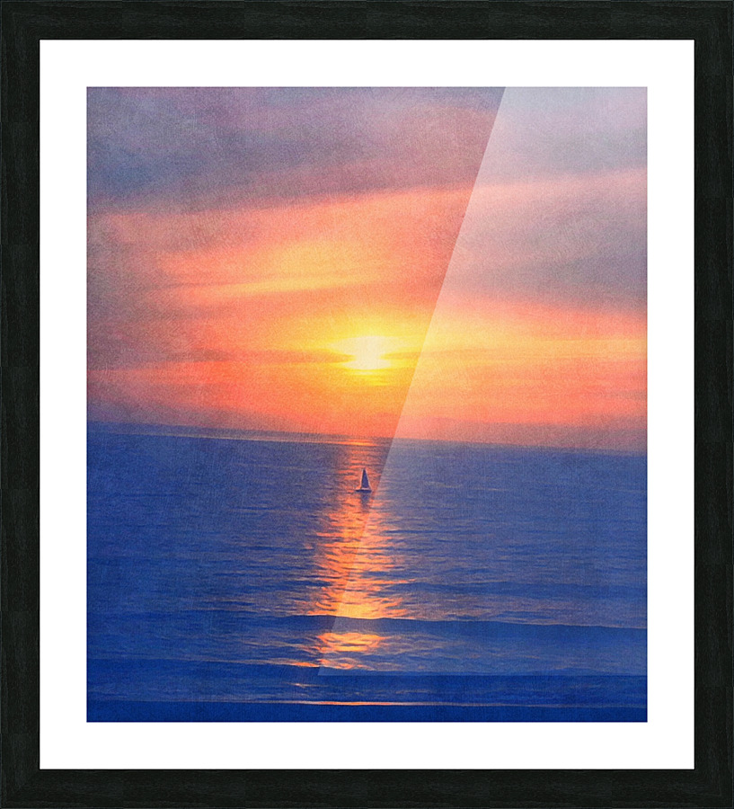 Solo sailing at sunset Impression et Cadre photo