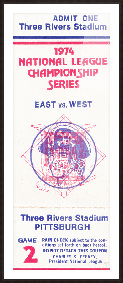 1974 Pittsburgh Pirates National League Championship Series Ticket Picture Frame print
