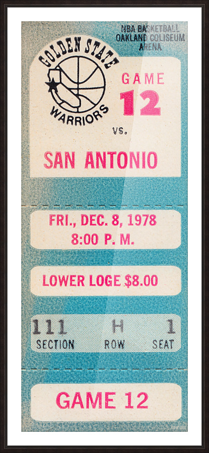 1978 Golden State Warriors Ticket Stub Canvas Art Picture Frame print