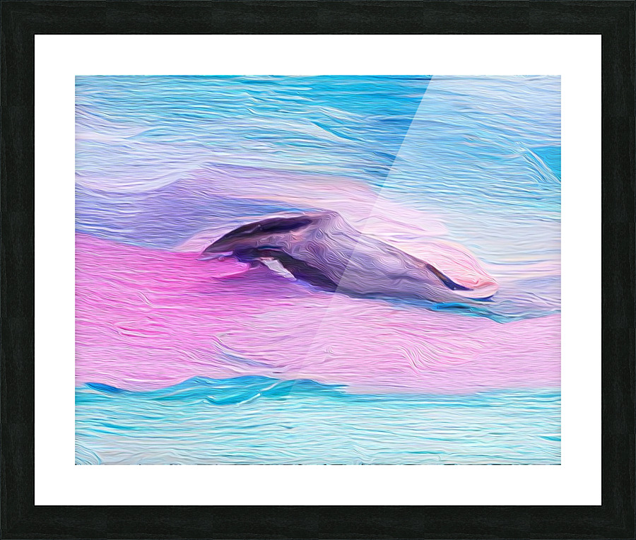 Pink Aqua Naples Beach Dolphin Picture Frame print