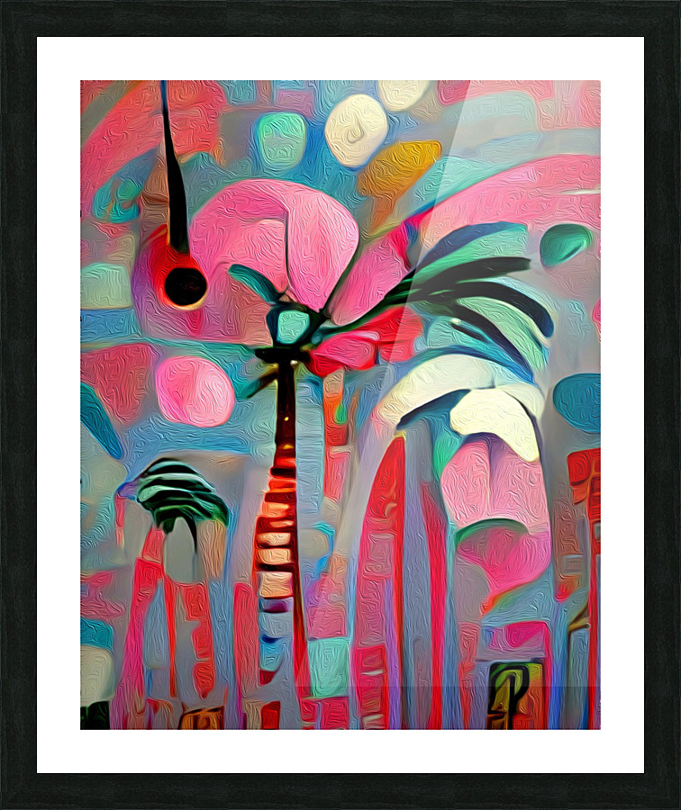 Pink Aqua Palm Tree Picture Frame print