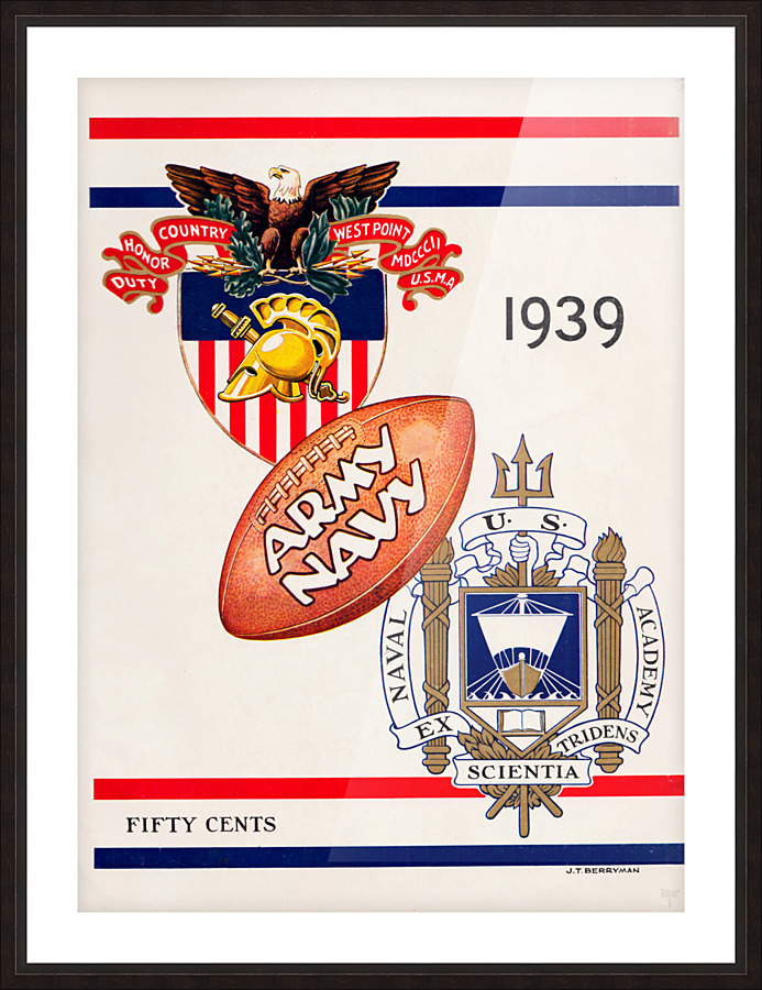 1939 Army Navy Football Program Cover Art Picture Frame print