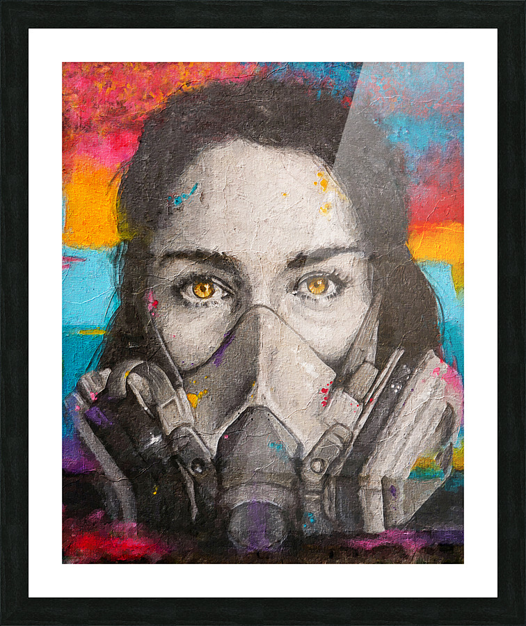 Girl Gas Mask Picture Frame print