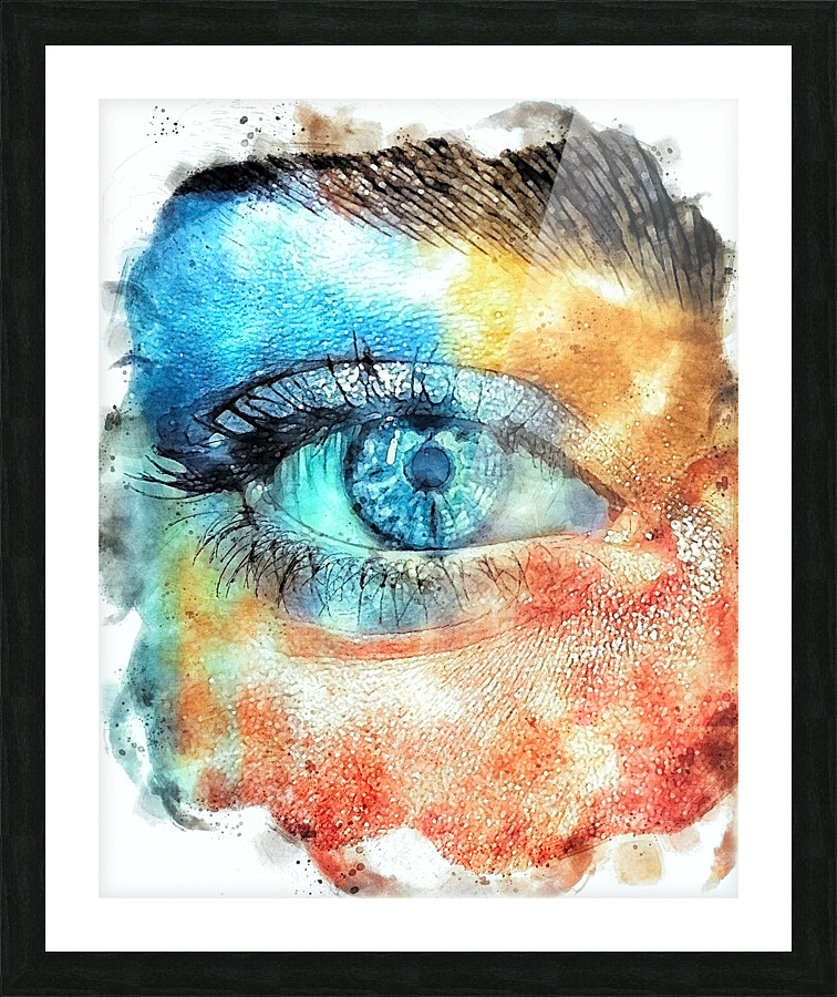 Blue Eye Watercolor Picture Frame print