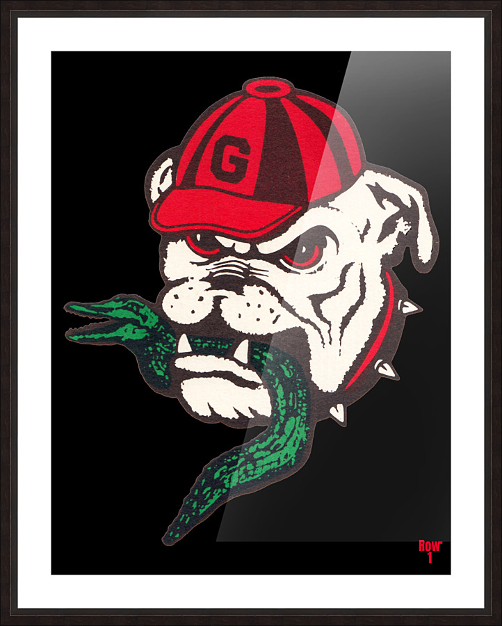 1985 Retro Georgia Bulldog Eating Florida Gator Art Picture Frame print
