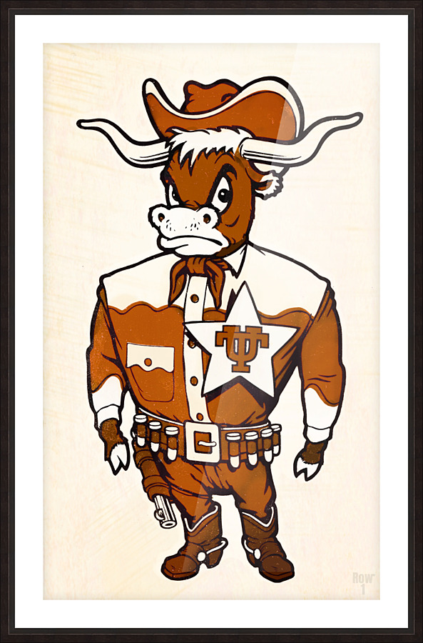 Vintage Texas Longhorn Cartoon Sheriff Art Picture Frame print