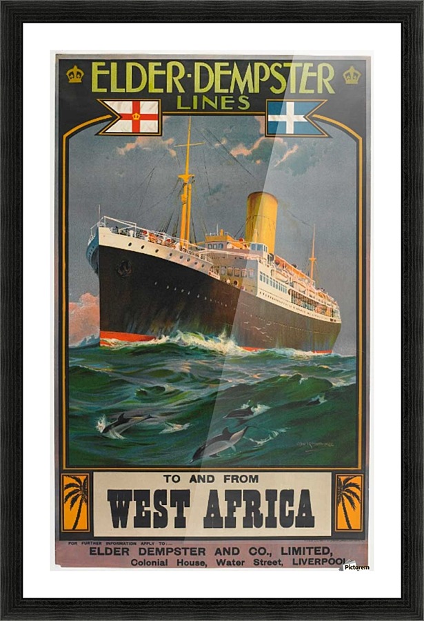 Vintage cruise poster for West Africa Picture Frame print