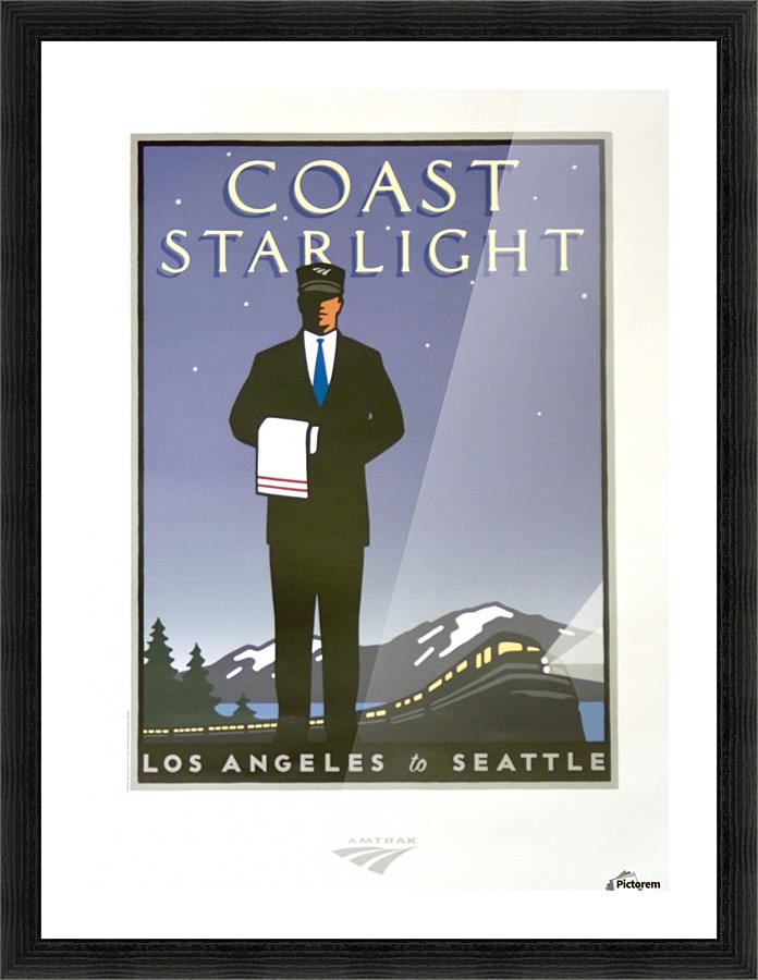 The Coast Starlight Vintage Poster  Framed Print Print