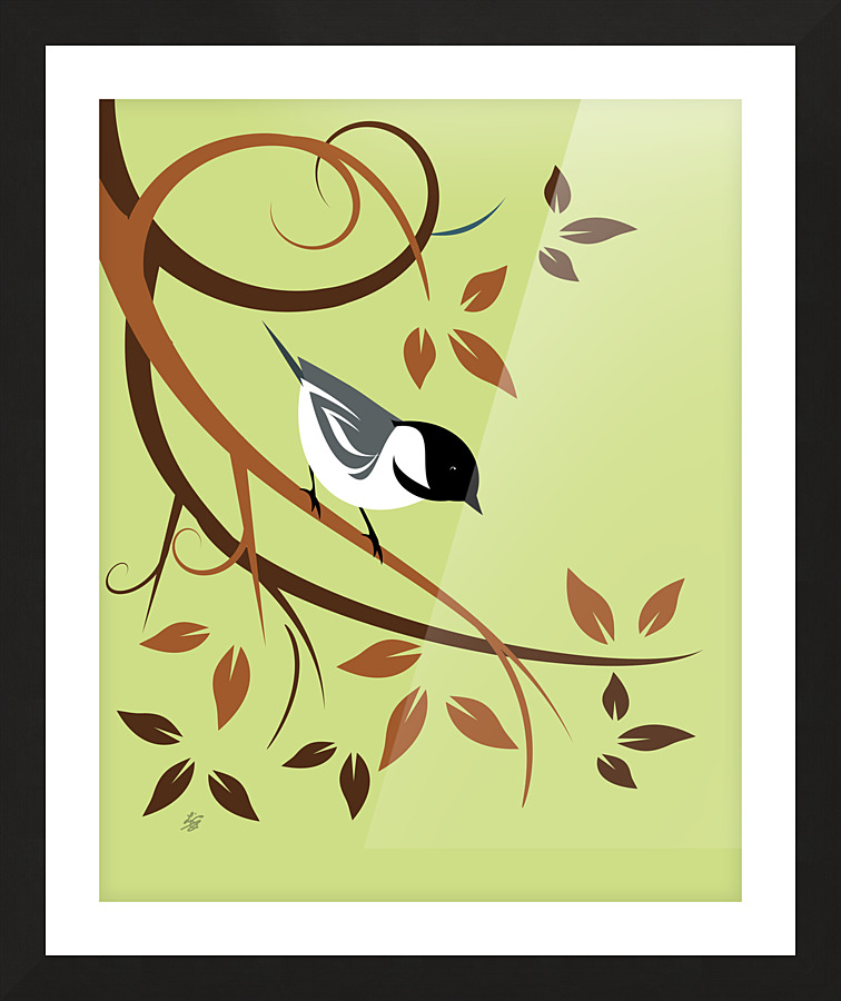Stylized Chickadee Picture Frame print
