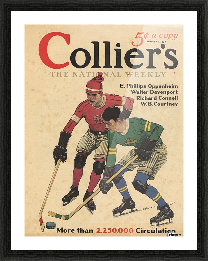 Collier's Magazine Cover - 1931 - Ice Hockey Players  Framed Print Print