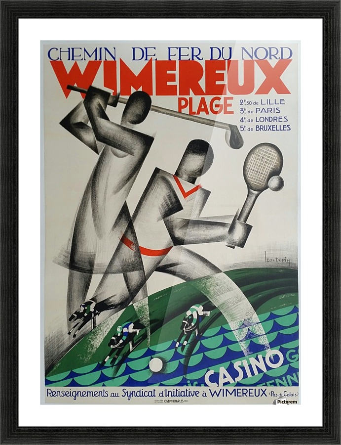 Original vintage poster golf Wimereux Plage Chemin de fer du Nord  Framed Print Print