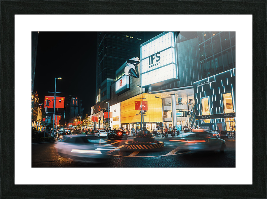 Downtown Chengdu illuminated at night Picture Frame print