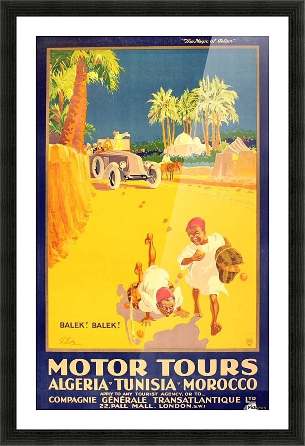 Algeria Tunisia Morocco Motor Tours poster  Framed Print Print