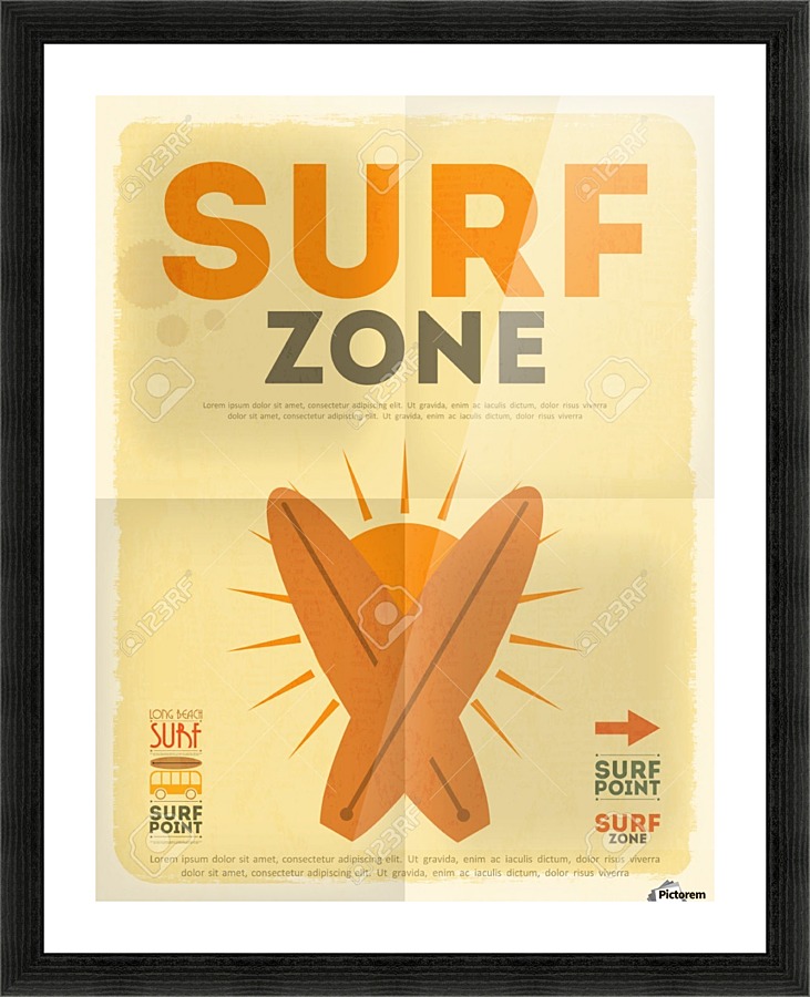 Surf Retro poster Picture Frame print