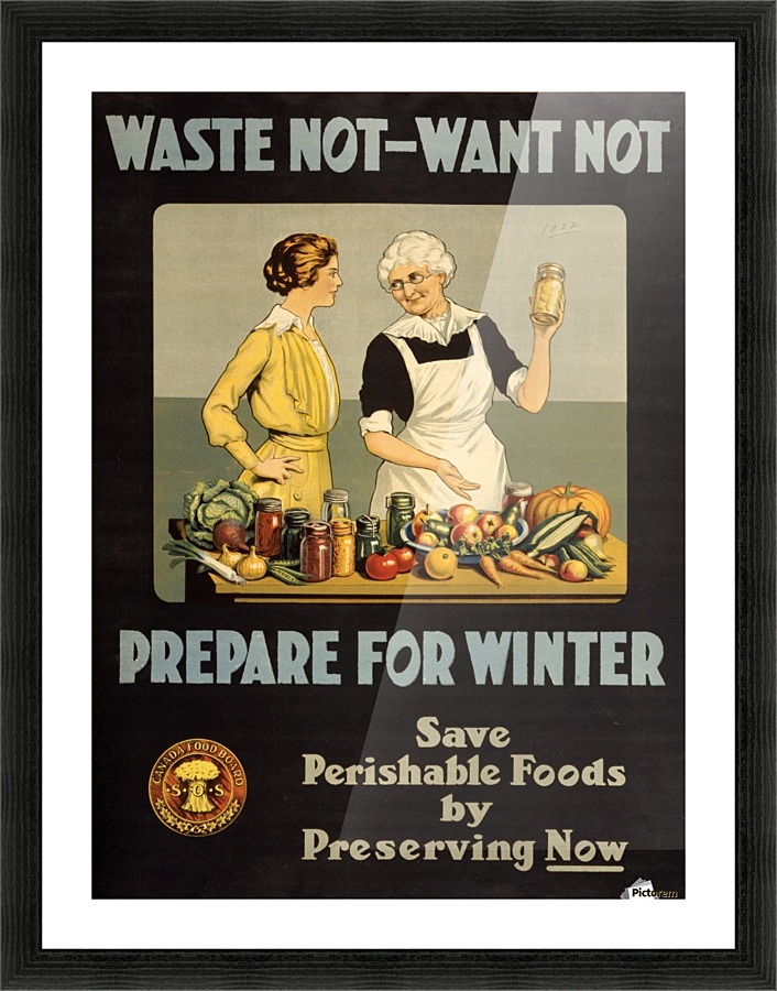 Waste not want not WWI poster Picture Frame print