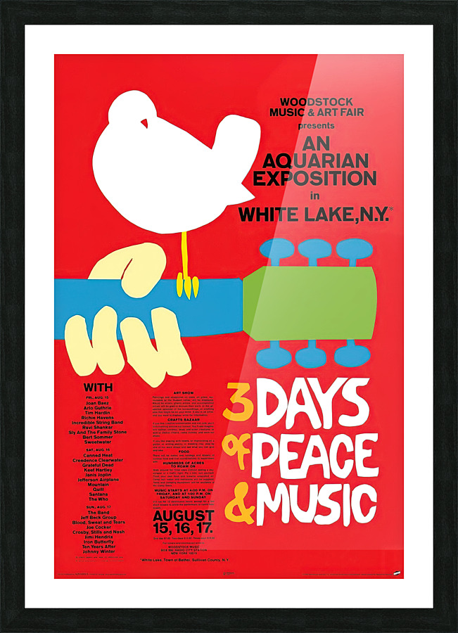Original Woodstock poster in 1969  Framed Print Print