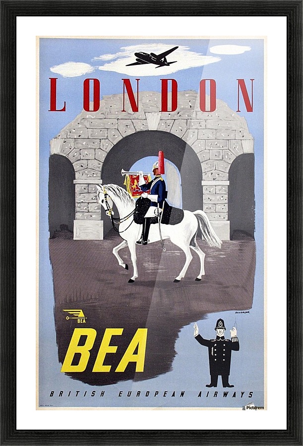 British European Airways London travel poster  Framed Print Print
