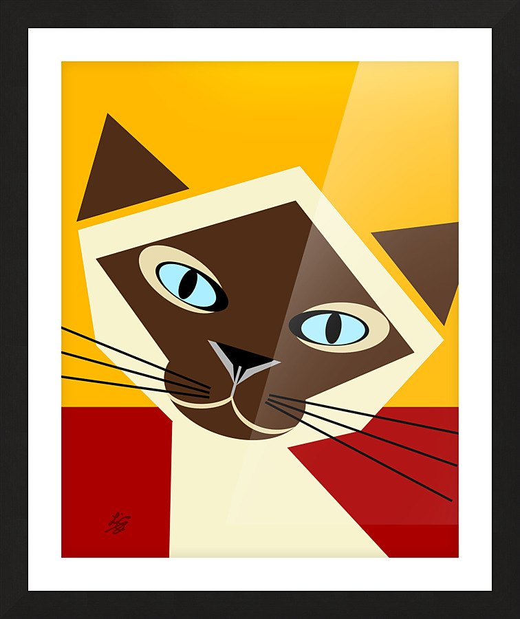 Stylized Siamese Cat Portrait Picture Frame print