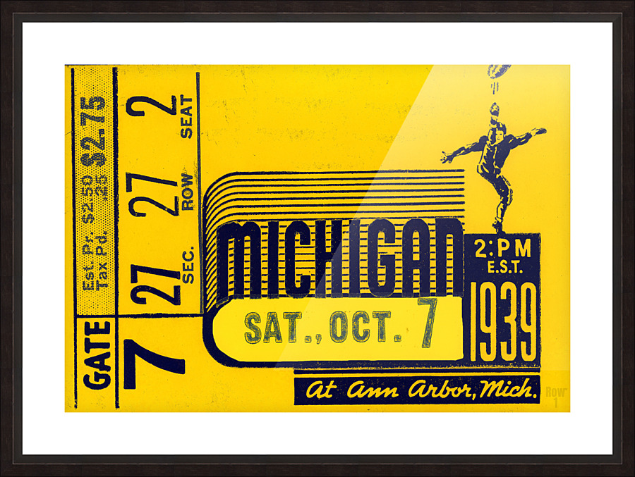 1939 University of Michigan Football Ticket Stub Remix Picture Frame print