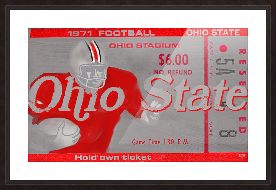 1971 Ohio State Ticket Stub Remix Picture Frame print