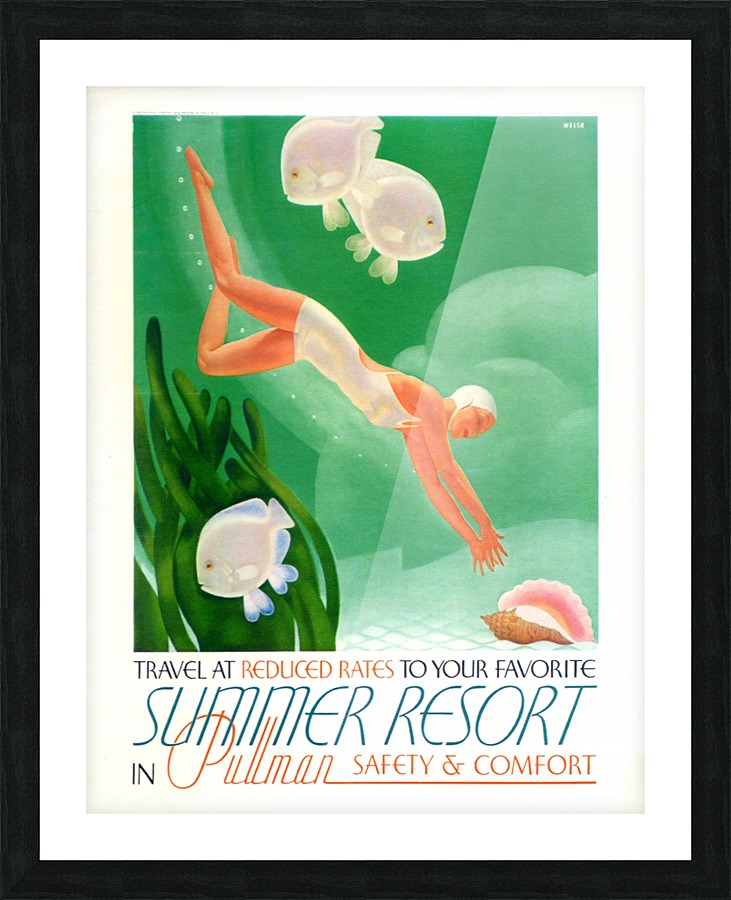 Summer resort in Pullman vintage travel poster  Framed Print Print