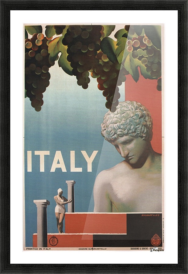 Italy vintage travel poster, 1935 Picture Frame print