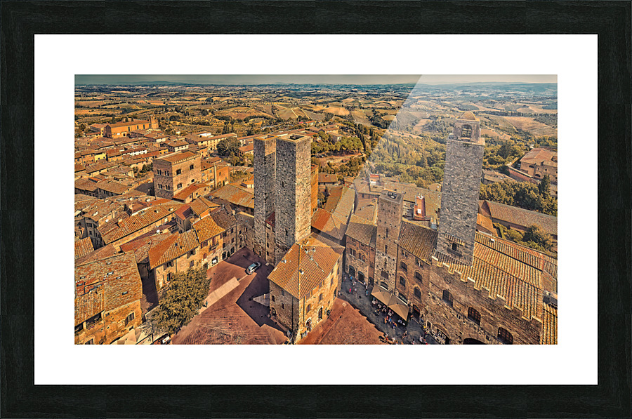 dizzy top view of Tuscany San Gimignano Picture Frame print