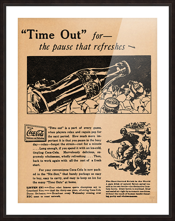 1954 Coke Football Ad Picture Frame print