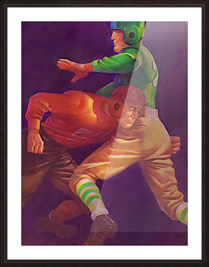 1937 Vintage Football Art with Purple Background Picture Frame print
