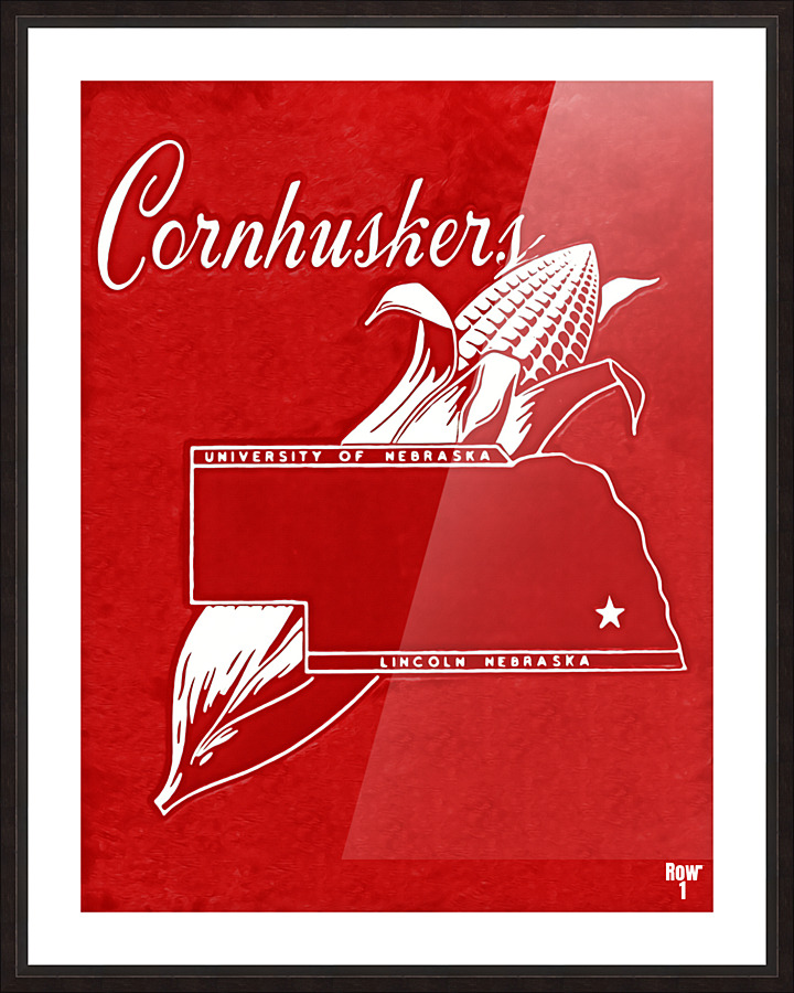 Vintage Fifties Nebraska Cornhuskers Art Picture Frame print