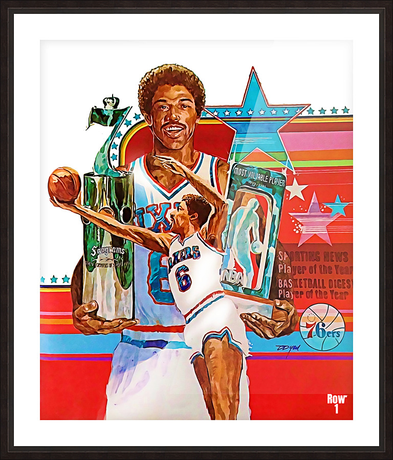 1981 Julius Erving Basketball Art Picture Frame print