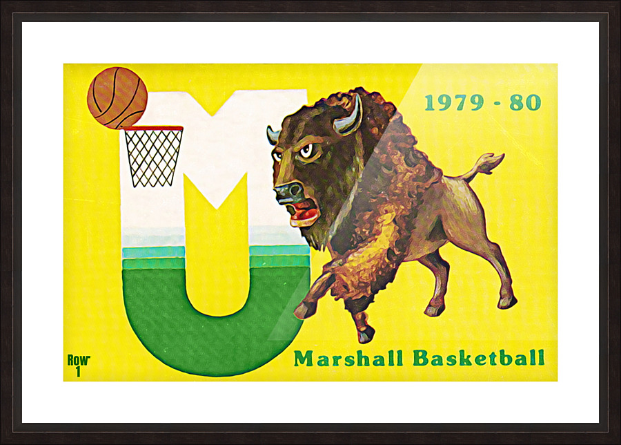 1979 Marshall Thundering Herd Basketball Art Picture Frame print