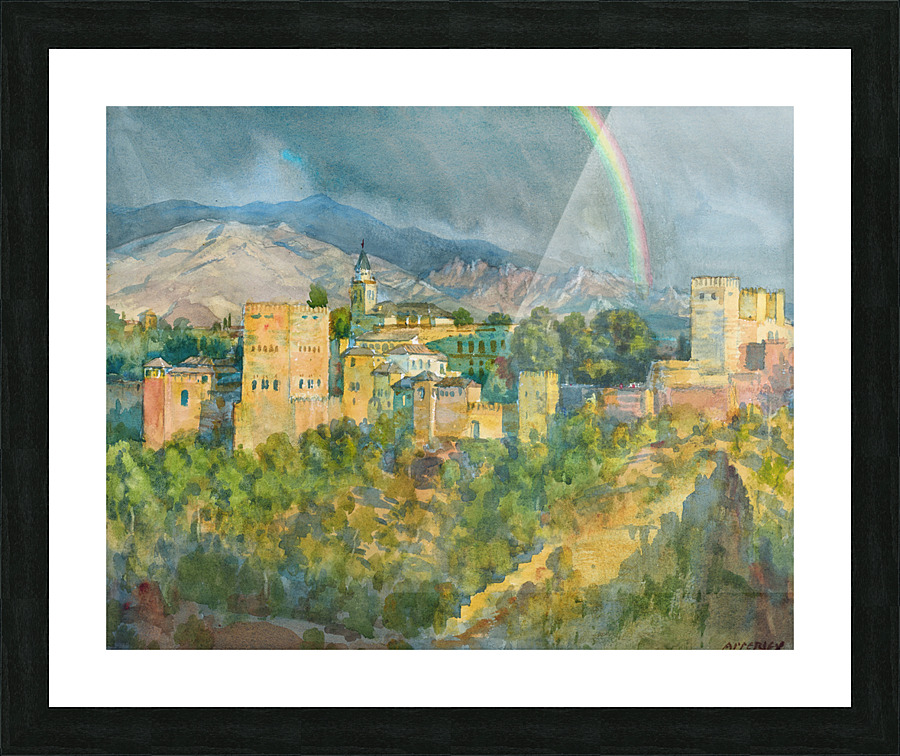 Rainbow over the Alhambra Granada Spain Picture Frame print