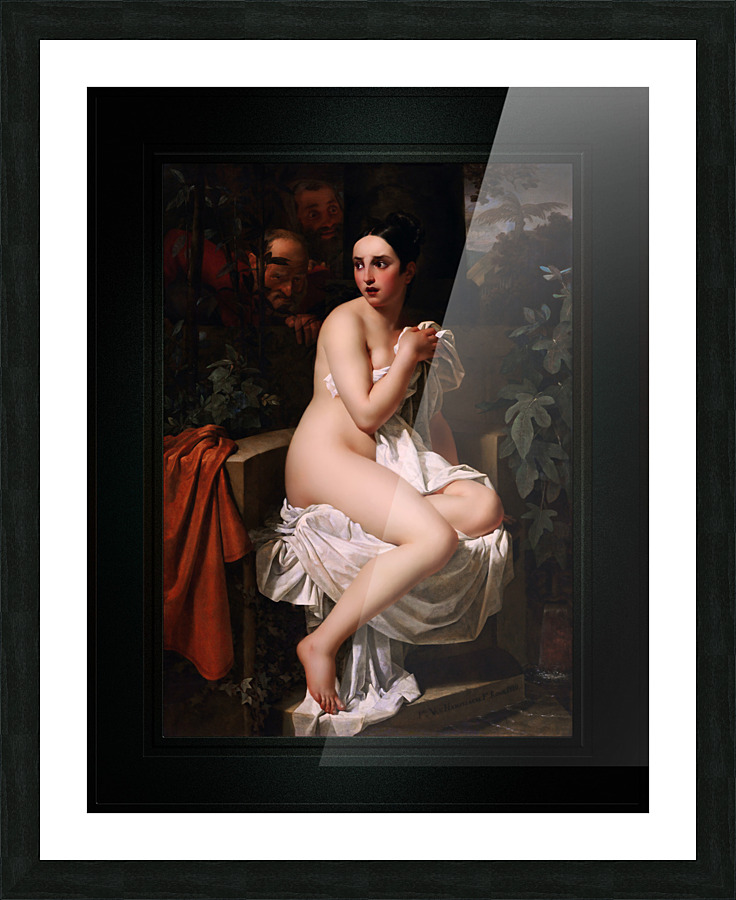 Suzanna en de Ouderlingen by Pierre van Hanselaere Remastered Xzendor7 Classical Fine Art Old Masters Reproductions Picture Frame print